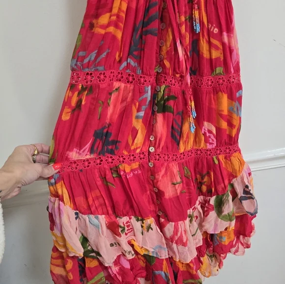 Farm Rio mixed fruits asymmetrical ruffled midi dress nwt - Picture 11 of 15